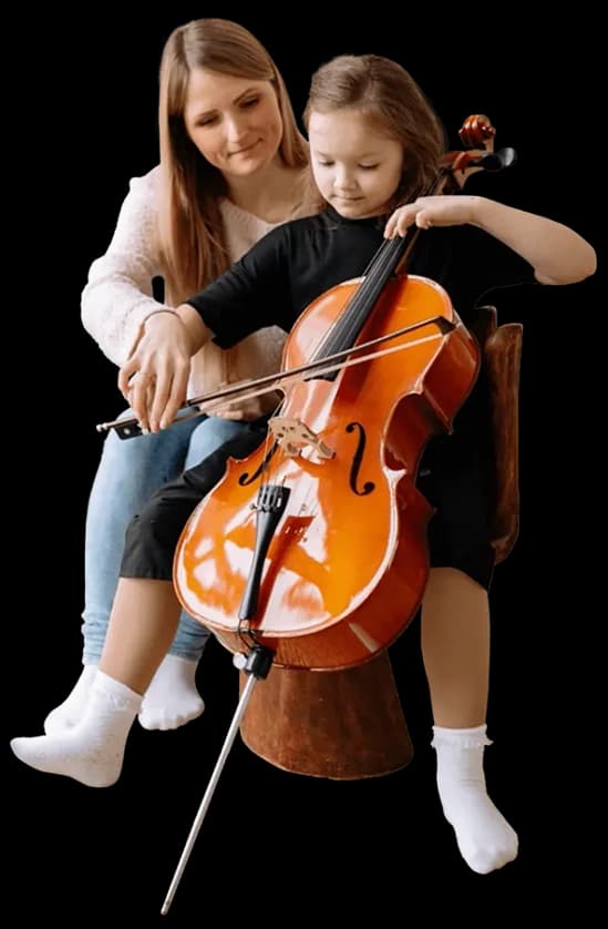 Girl learning to play the cello